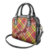 Happy Jounen Kweyol Shoulder Handbag Madras Pattern Roses Stylized
