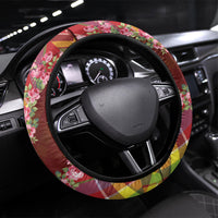 Happy Jounen Kweyol Steering Wheel Cover Madras Pattern Roses Stylized