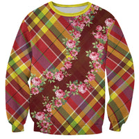 Happy Jounen Kweyol Sweatshirt Madras Pattern Roses Stylized