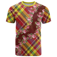 Happy Jounen Kweyol T Shirt Madras Pattern Roses Stylized
