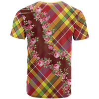 Happy Jounen Kweyol T Shirt Madras Pattern Roses Stylized