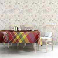 Happy Jounen Kweyol Tablecloth Madras Pattern Roses Stylized