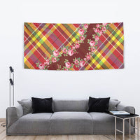 Happy Jounen Kweyol Tapestry Madras Pattern Roses Stylized