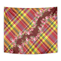 Happy Jounen Kweyol Tapestry Madras Pattern Roses Stylized