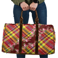Happy Jounen Kweyol Travel Bag Madras Pattern Roses Stylized