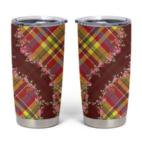 Happy Jounen Kweyol Tumbler Cup Madras Pattern Roses Stylized