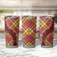 Happy Jounen Kweyol Tumbler Cup Madras Pattern Roses Stylized