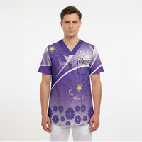 Personalised Saint Lucia La Magewit Scrub Top La Marguerite Flower