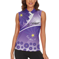 Personalised Saint Lucia La Magewit Women Sleeveless Polo Shirt La Marguerite Flower