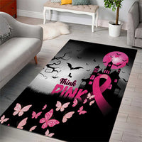 At Halloween We Think Pink Area Rug Pink Ribbon Butterflies - Wonder Print Shop