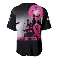 Personalized At Halloween We Think Pink Baseball Jersey Pink Ribbon Butterflies - Wonder Print Shop