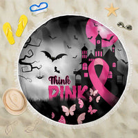 At Halloween We Think Pink Beach Blanket Pink Ribbon Butterflies - Wonder Print Shop