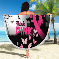 At Halloween We Think Pink Beach Blanket Pink Ribbon Butterflies - Wonder Print Shop