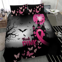 At Halloween We Think Pink Bedding Set Pink Ribbon Butterflies - Wonder Print Shop