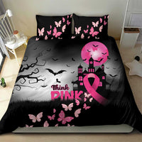 At Halloween We Think Pink Bedding Set Pink Ribbon Butterflies - Wonder Print Shop