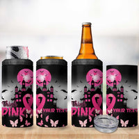Personalized At Halloween We Think Pink 4 in 1 Can Cooler Tumbler Pink Ribbon Butterflies - Wonder Print Shop