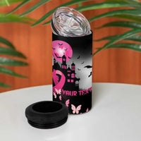 Personalized At Halloween We Think Pink 4 in 1 Can Cooler Tumbler Pink Ribbon Butterflies - Wonder Print Shop