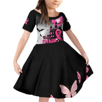 Personalized At Halloween We Think Pink Family Matching Off Shoulder Short Dress and Hawaiian Shirt Pink Ribbon Butterflies - Wonder Print Shop