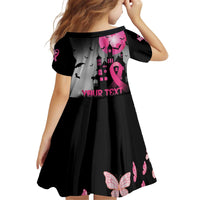 Personalized At Halloween We Think Pink Family Matching Off Shoulder Short Dress and Hawaiian Shirt Pink Ribbon Butterflies - Wonder Print Shop