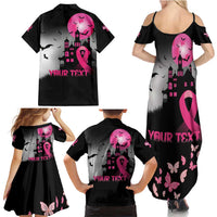 Personalized At Halloween We Think Pink Family Matching Summer Maxi Dress and Hawaiian Shirt Pink Ribbon Butterflies - Wonder Print Shop