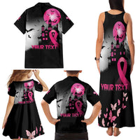 Personalized At Halloween We Think Pink Family Matching Tank Maxi Dress and Hawaiian Shirt Pink Ribbon Butterflies - Wonder Print Shop
