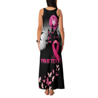 Personalized At Halloween We Think Pink Family Matching Tank Maxi Dress and Hawaiian Shirt Pink Ribbon Butterflies - Wonder Print Shop