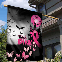At Halloween We Think Pink Garden Flag Pink Ribbon Butterflies - Wonder Print Shop