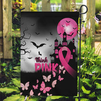 At Halloween We Think Pink Garden Flag Pink Ribbon Butterflies - Wonder Print Shop
