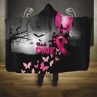 At Halloween We Think Pink Hooded Blanket Pink Ribbon Butterflies