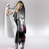 At Halloween We Think Pink Hooded Blanket Pink Ribbon Butterflies