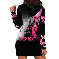 Personalized At Halloween We Think Pink Hoodie Dress Pink Ribbon Butterflies - Wonder Print Shop