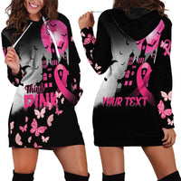 Personalized At Halloween We Think Pink Hoodie Dress Pink Ribbon Butterflies - Wonder Print Shop