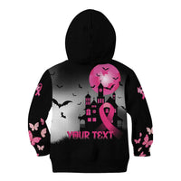 Personalized At Halloween We Think Pink Kid Hoodie Pink Ribbon Butterflies - Wonder Print Shop