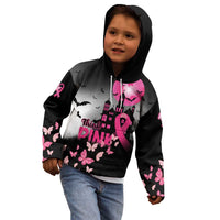 Personalized At Halloween We Think Pink Kid Hoodie Pink Ribbon Butterflies - Wonder Print Shop
