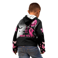 Personalized At Halloween We Think Pink Kid Hoodie Pink Ribbon Butterflies - Wonder Print Shop