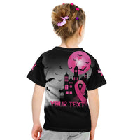 Personalized At Halloween We Think Pink Kid T Shirt Pink Ribbon Butterflies - Wonder Print Shop