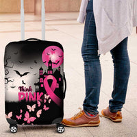 At Halloween We Think Pink Luggage Cover Pink Ribbon Butterflies - Wonder Print Shop