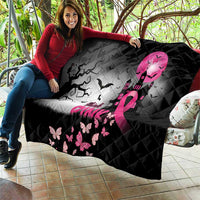 At Halloween We Think Pink Quilt Pink Ribbon Butterflies - Wonder Print Shop
