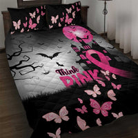 At Halloween We Think Pink Quilt Bed Set Pink Ribbon Butterflies - Wonder Print Shop