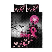 At Halloween We Think Pink Quilt Bed Set Pink Ribbon Butterflies - Wonder Print Shop