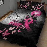 At Halloween We Think Pink Quilt Bed Set Pink Ribbon Butterflies - Wonder Print Shop