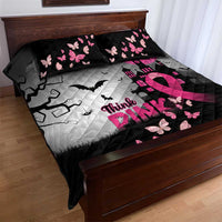 At Halloween We Think Pink Quilt Bed Set Pink Ribbon Butterflies - Wonder Print Shop