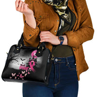 At Halloween We Think Pink Shoulder Handbag Pink Ribbon Butterflies