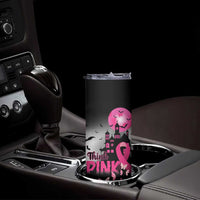 Personalized At Halloween We Think Pink Skinny Tumbler Pink Ribbon Butterflies - Wonder Print Shop