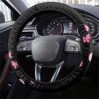 At Halloween We Think Pink Steering Wheel Cover Pink Ribbon Butterflies - Wonder Print Shop