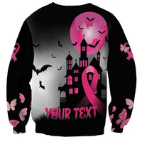 Personalized At Halloween We Think Pink Sweatshirt Pink Ribbon Butterflies - Wonder Print Shop