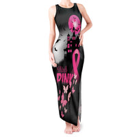 Personalized At Halloween We Think Pink Tank Maxi Dress Pink Ribbon Butterflies - Wonder Print Shop