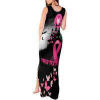 Personalized At Halloween We Think Pink Tank Maxi Dress Pink Ribbon Butterflies - Wonder Print Shop