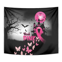 At Halloween We Think Pink Tapestry Pink Ribbon Butterflies - Wonder Print Shop