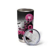 Personalized At Halloween We Think Pink Tumbler Cup Pink Ribbon Butterflies - Wonder Print Shop